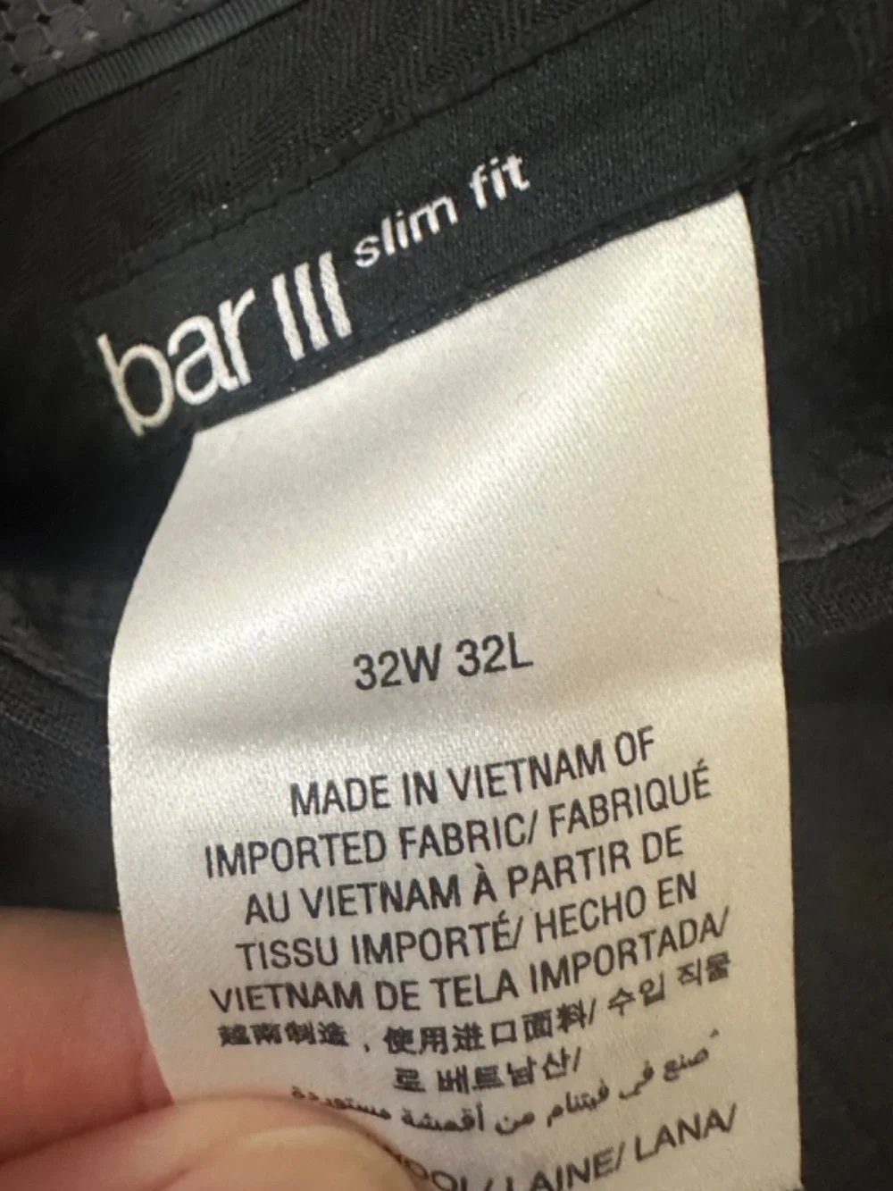 Bar III Full Suit 44L Pants 33